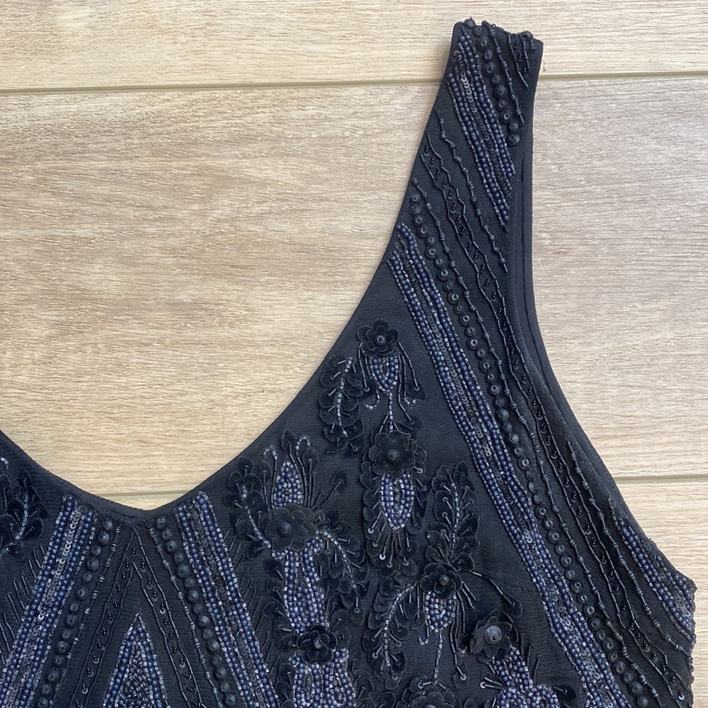 Sally LaPointe Black Beaded Embellished Formal Tank Crop Top Whimsigoth Couture - Picture 3 of 16